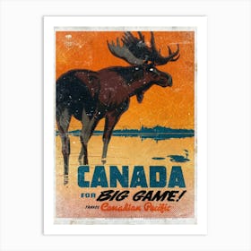 Vintage Travel Poster ― Canada For Big Game Art Print