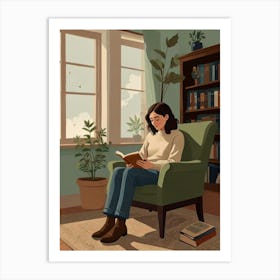 Woman Reading In Front Of Window Art Print