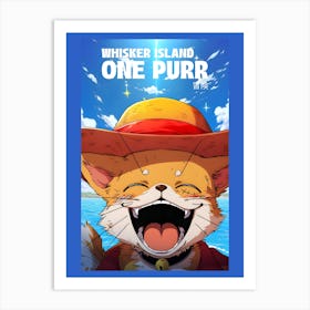 Whisker Island One Purr - Cat Cartoon Inspired By One Piece Art Print