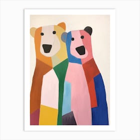 Colourful Kids Animal Art Brown Bear 2 Art Print