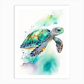 Migration Sea Turtle, Sea Turtle Watercolour 1 Art Print