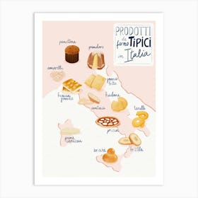 Italy Food Map Illustration Art Print