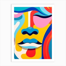 Block Colour Face Illustration 1 Art Print