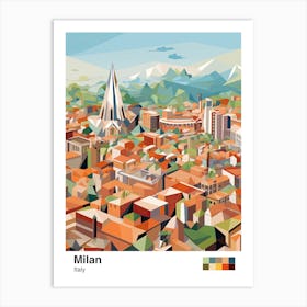 Milan, Italy, Geometric Illustration 3 Poster Art Print