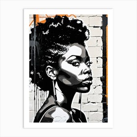 Vintage Graffiti Mural Of Beautiful Black Woman 59 Art Print