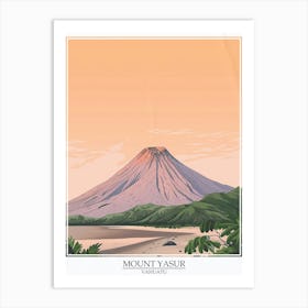 Mount Yasur Vanuatu Color Line Drawing 7 Poster Art Print