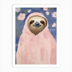 Playful Illustration Of Sloth For Kids Room 4 Art Print