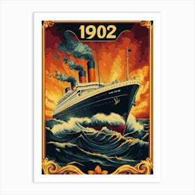 Aihrgdesign A Vintage Travel Poster Of A Grand Ocean Liner Cr Ff62c3c7 27ce 4855 9389 F1e6c6712f02 1 Art Print