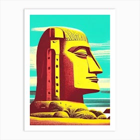 Easter Island Chile Vintage Sketch Tropical Destination Art Print
