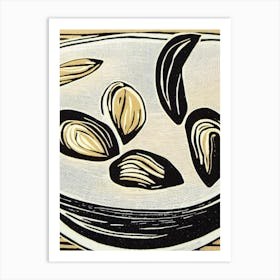 Mussels Linocut Art Print