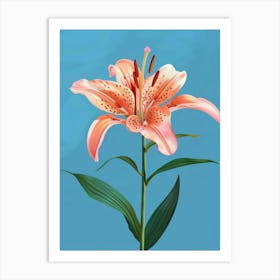 Lily on blue Art Print