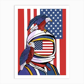 Astronaut With Eagles Art Print