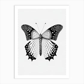 Speckled Wood Butterfly Black & White Geometric 1 Art Print