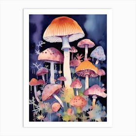 Mushroom Watercolour 12 Art Print
