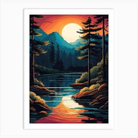 Sunset In The Forest 17 Art Print