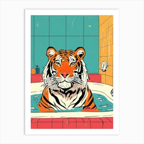 Tiger In Bath 1 Art Print