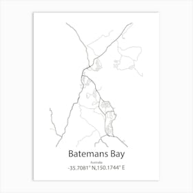 Batemans Bay,Australia Minimalist Map Art Print