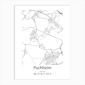 Puchheim,Germany Minimalist Map Art Print