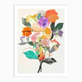 Lantana 1 Collage Flower Bouquet Art Print