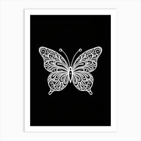 Butterfly On Black Background Art Print