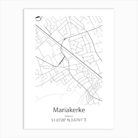 Mariakerke,Belgium Minimalist Map Art Print