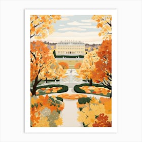Schonbrunn Palace Gardens, Austria In Autumn Fall Illustration 0 Art Print