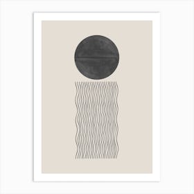 Wavy Lines Minimalist Neutral Color Beige and Black Art Print