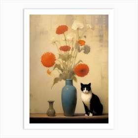 Odilon Redon Inspired Vase and Cat Art Print