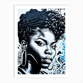 Graffiti Mural Of Beautiful Black Woman 145 Art Print