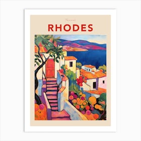 Rhodes Greece 2 Fauvist Travel Poster Art Print