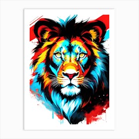 Colorful Lion Painting 4 Art Print