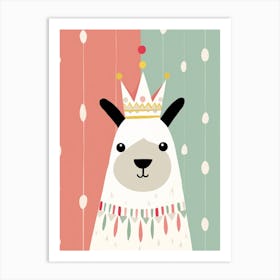 Little Llama 2 Wearing A Crown Art Print