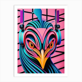 Bird With Headphones 4 Art Print