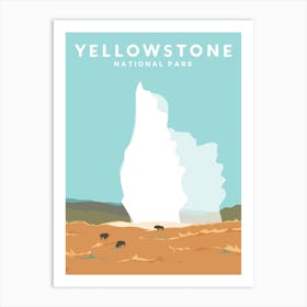 Old Faithful Geyser, Yellowstone National Park, Wyoming Travel Poster Art Print