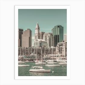 Boston Skyline Urban Vintage Style Art Print