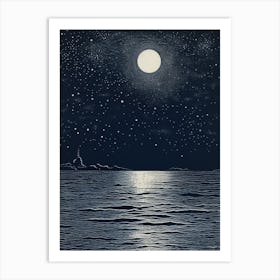 Moonlight Over The Ocean 5 Art Print