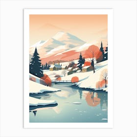 Vintage Winter Travel Illustration Lake District United Kingdom 5 Art Print