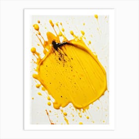 Closeup Of A Single Yellow Oil Paint Stain Mimicking A Splatter Overlapping A Transparent Acrylic (2) 2 Art Print