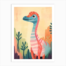 Colourful Dinosaur Dromaeosaurus 1 Art Print