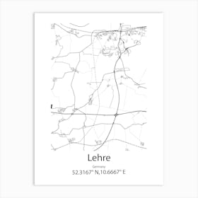 Lehre,Germany Minimalist Map Art Print