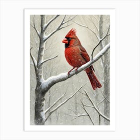 Cardinal In Snow 1 Art Print
