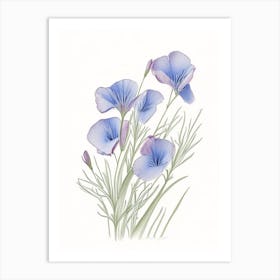 Flax Floral Quentin Blake Inspired Illustration 4 Flower Art Print