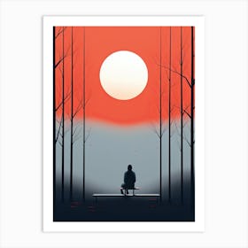 Sunset In The Woods, Loneliness Art Print