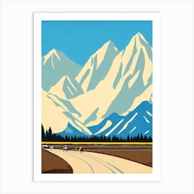 Jackson Hole, Usa Midcentury Vintage Skiing Poster Art Print