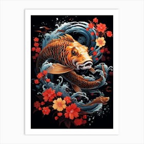 Koi Fish Japanese Style Illustration 6 Art Print