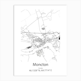 Moncton,Canada Minimalist Map Art Print