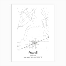 Powell River,Canada Minimalist Map Art Print