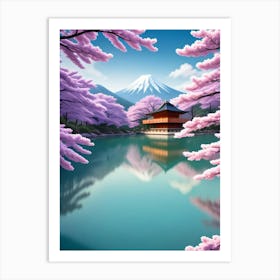 Fukui Cherry Blossoms Mount Fuji Japan Art Print