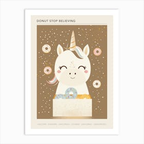 Unicorn Eating Rainbow Sprinkled Donuts Muted Pastels 2 Poster Art Print