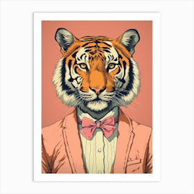 Tiger Illustrations Wearing A Blush Pink Tuxedo Art Print
